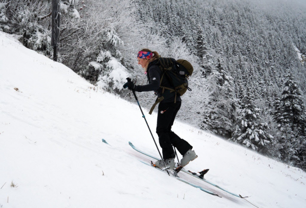 ariel skinning up a mountain