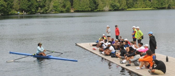 young rowers on dock