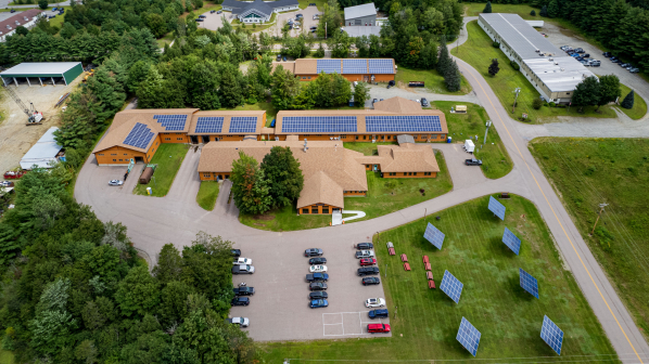 drone photo of solar panels 