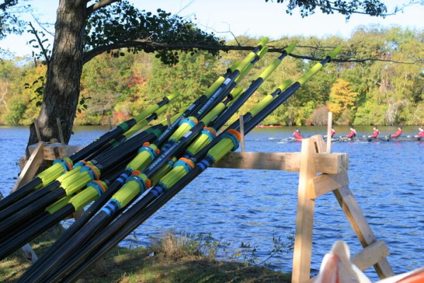 oar rack on shore